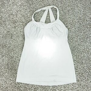 Lululemon Tank Top Womens Small White Halter Built In Bra Athletic Lined Yoga
